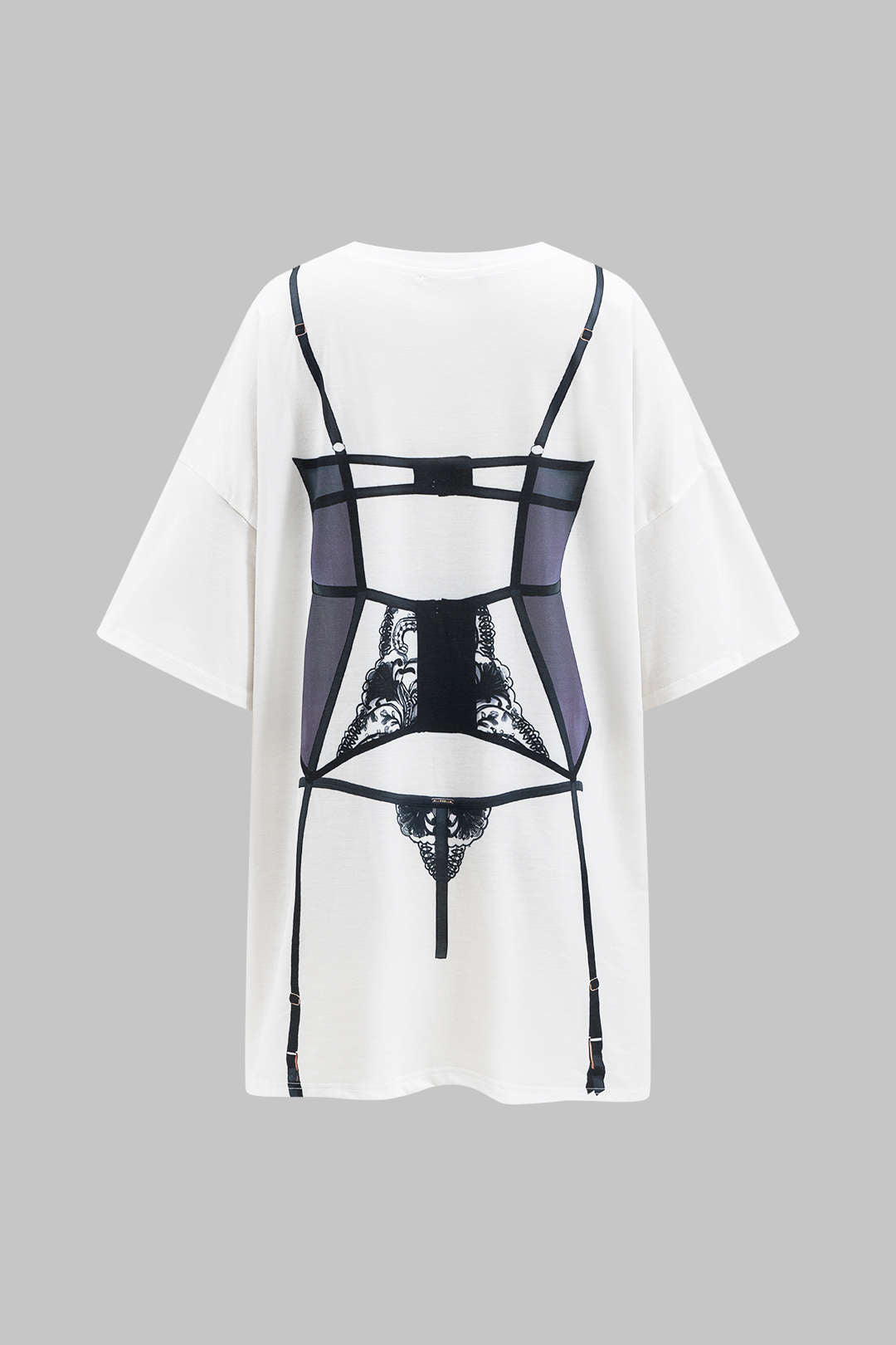 Bikini Print Round Neck Mini T-shirt Dress
