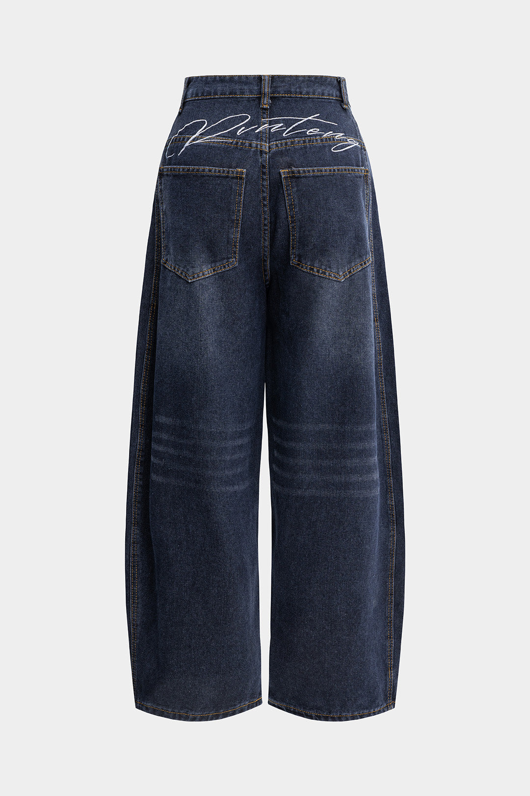 Denim Letter Print Wide Leg Jeans