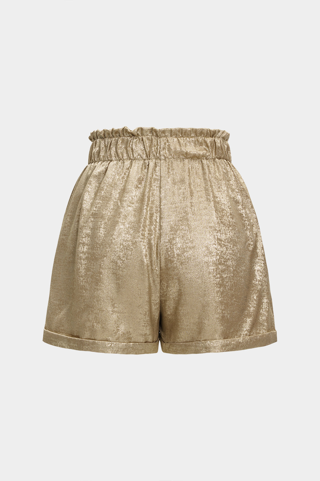 Ruched Tie-Up Metallic Shorts