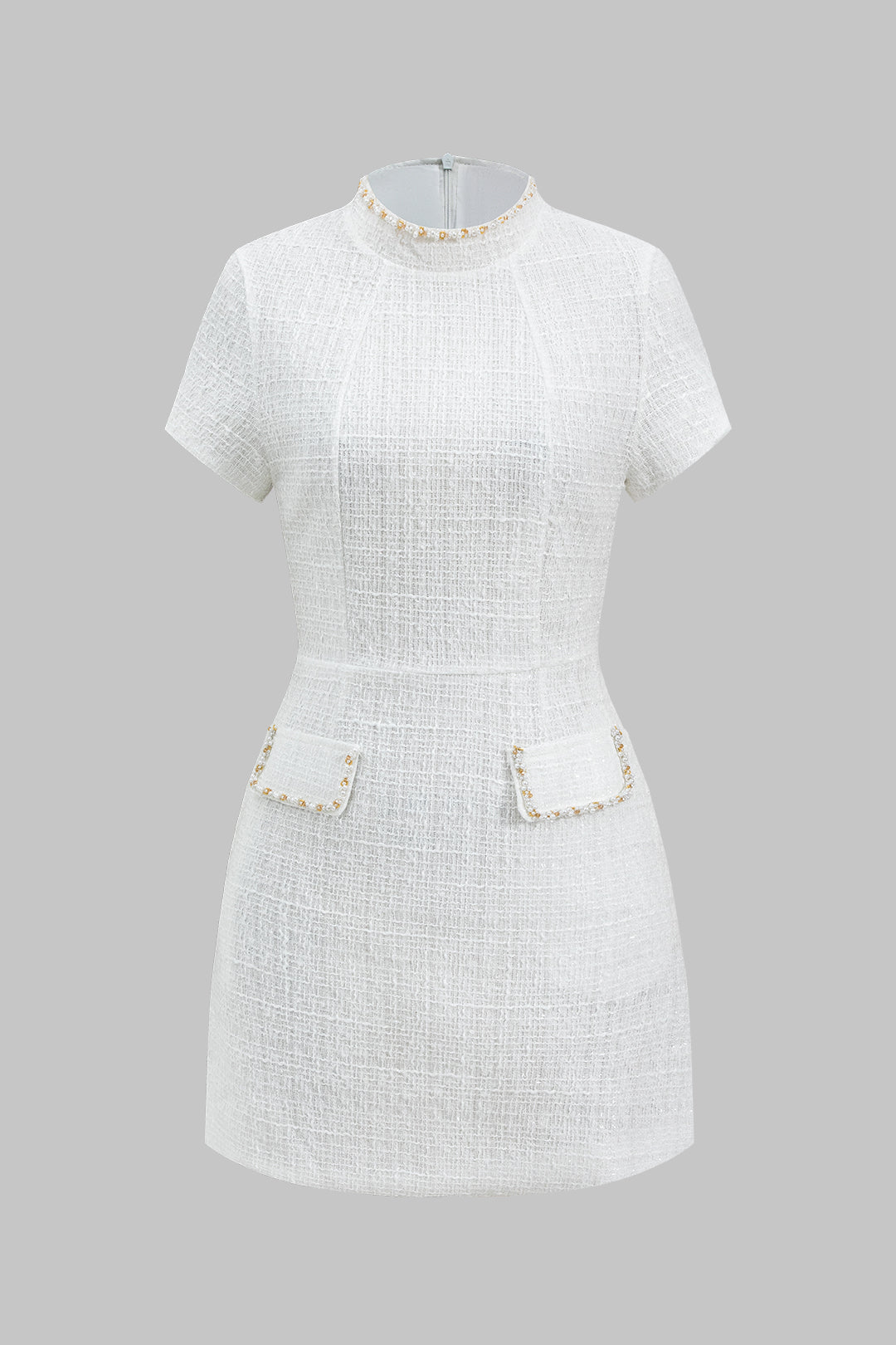 Beaded Short Sleeve Mini Dress
