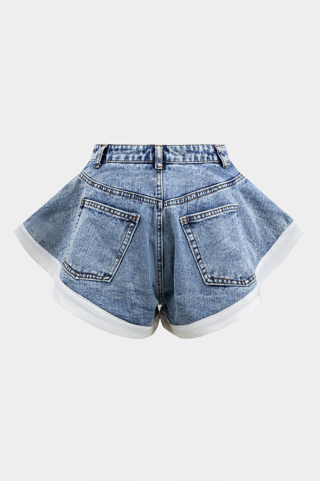 Denim Contrast Button Pocket Shorts
