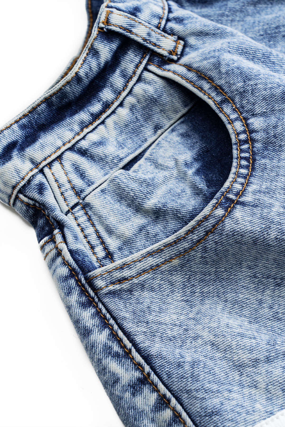 Denim Contrast Button Pocket Shorts