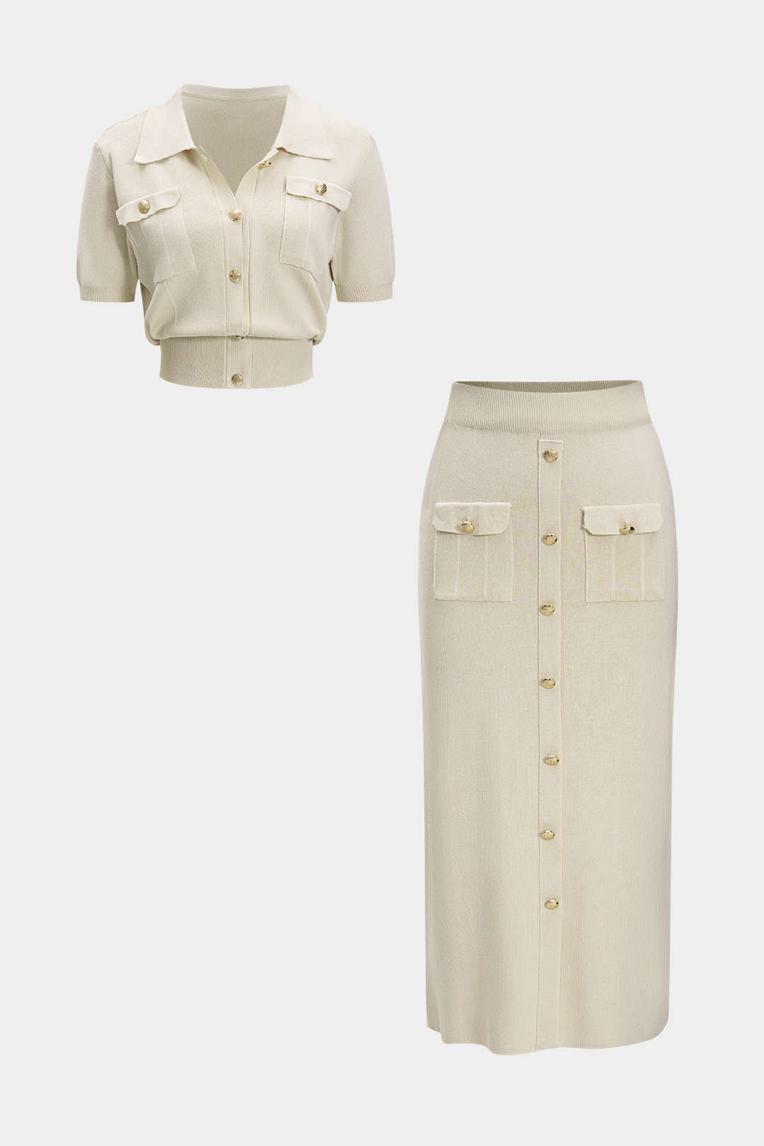 Knit Metallic Detail Tank Top And Skirt Set