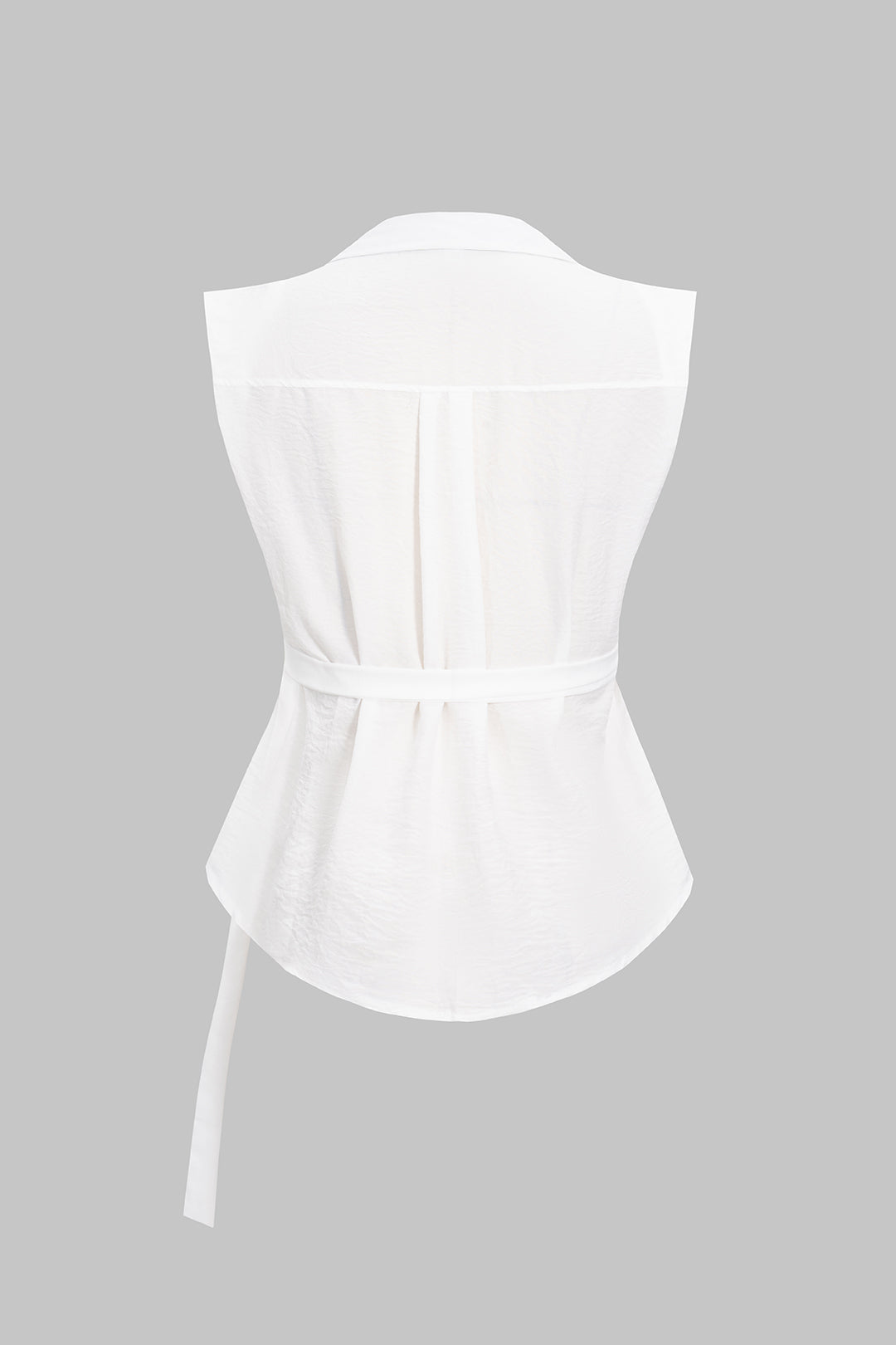 Solid Belted Collar Tank Top