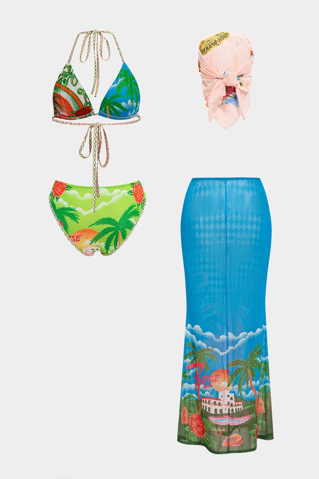 Beach Floral Print Bikini Set