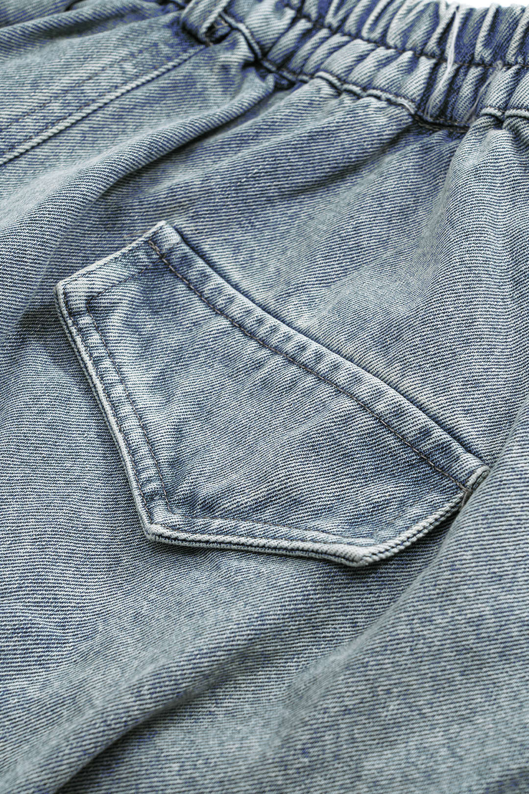 Denim Ruched Flap Pocket Skirt