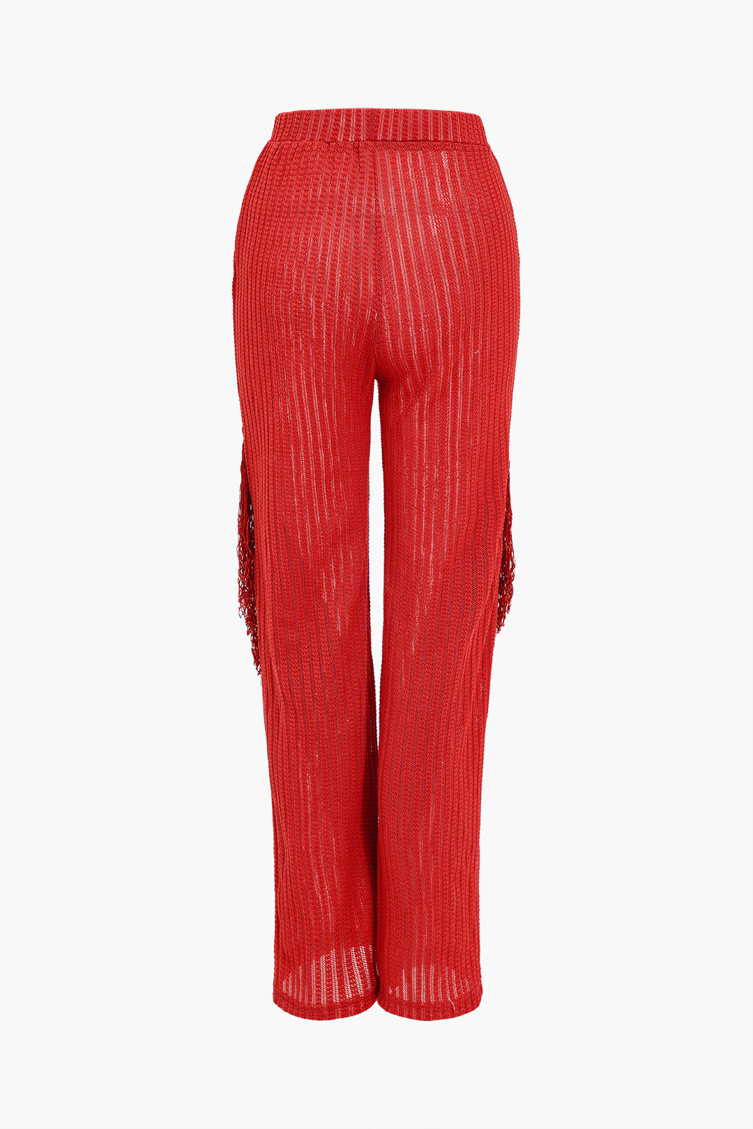 Solid Fringe Backless Asymmetrical Trouser Set