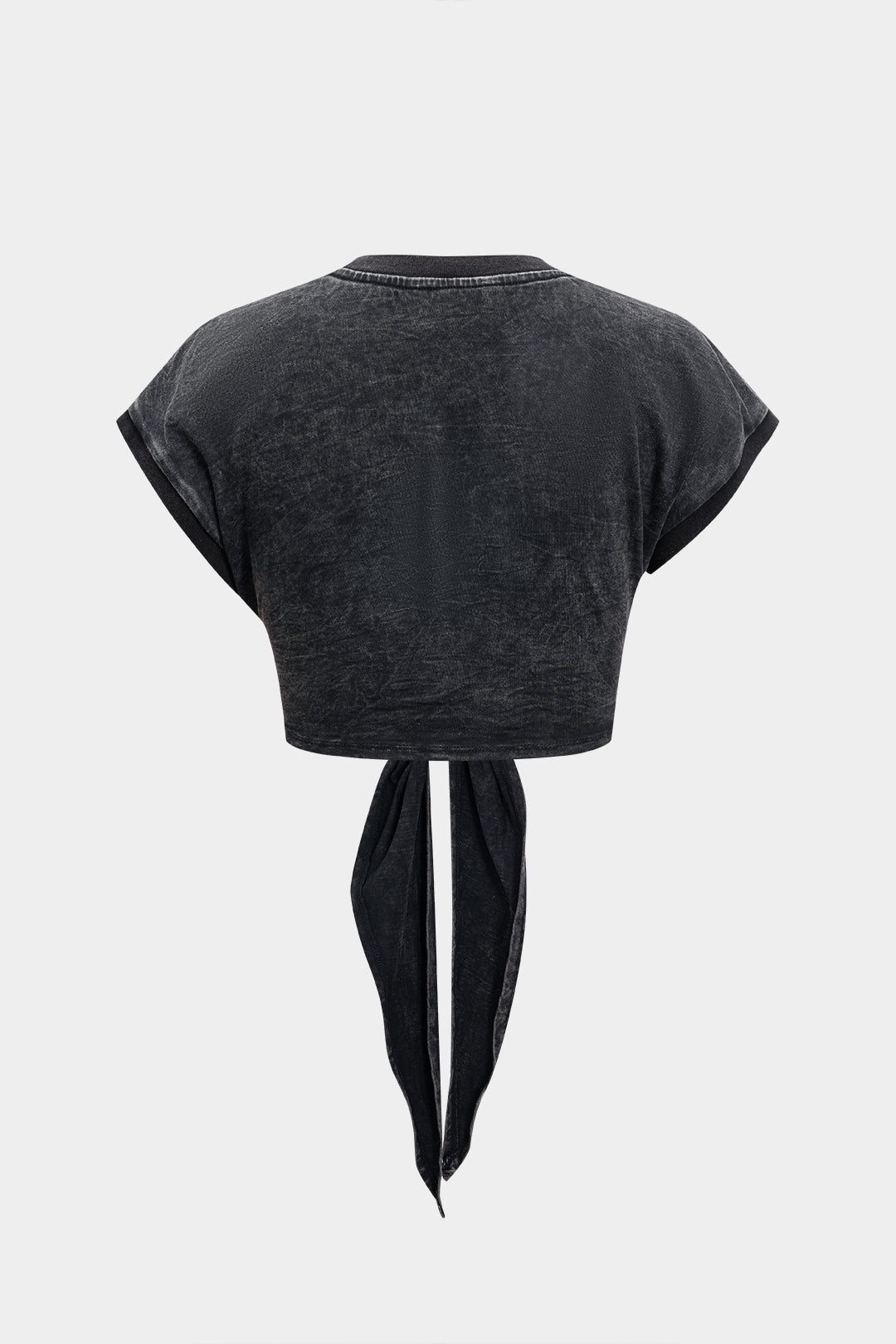 Tie Front Round Neck Short Sleeve T-Shirt