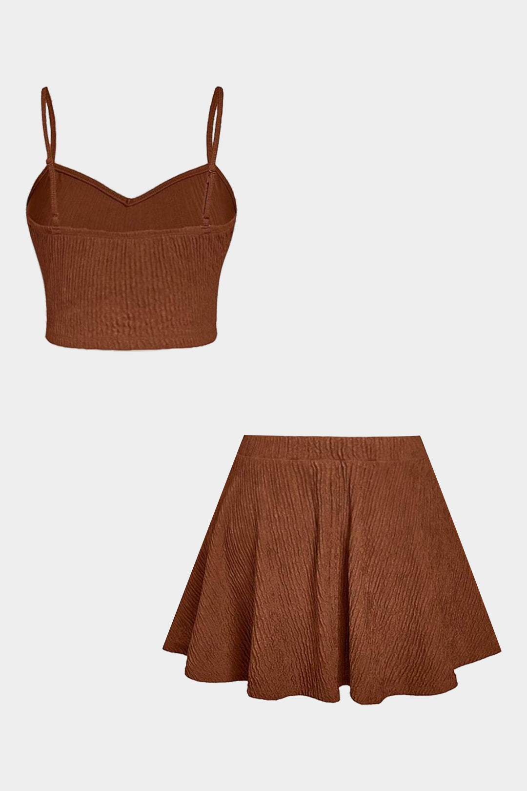 Plus Size Texture Cami Top And High Waist Ruffle Skirt Set
