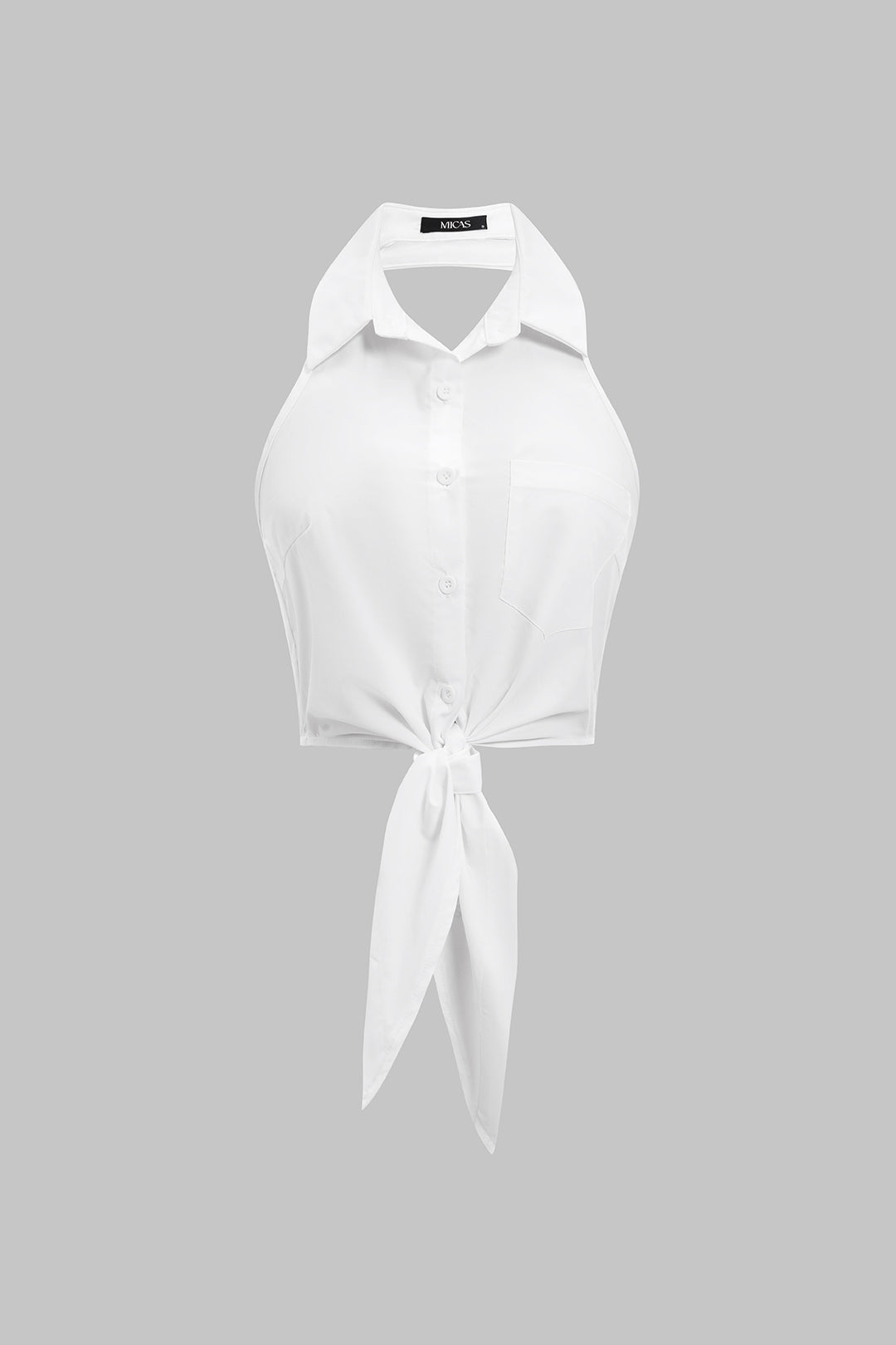 Halter Neck Button Tie Front Backless Cami Top