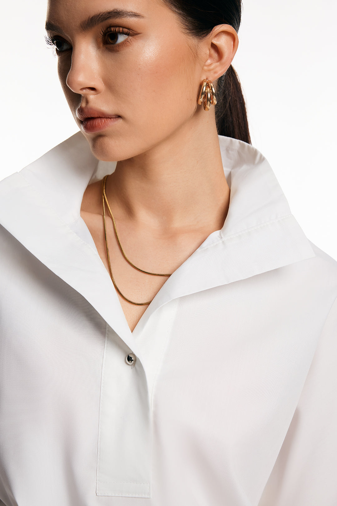 Solid Batwing Long-Sleeve Shirt