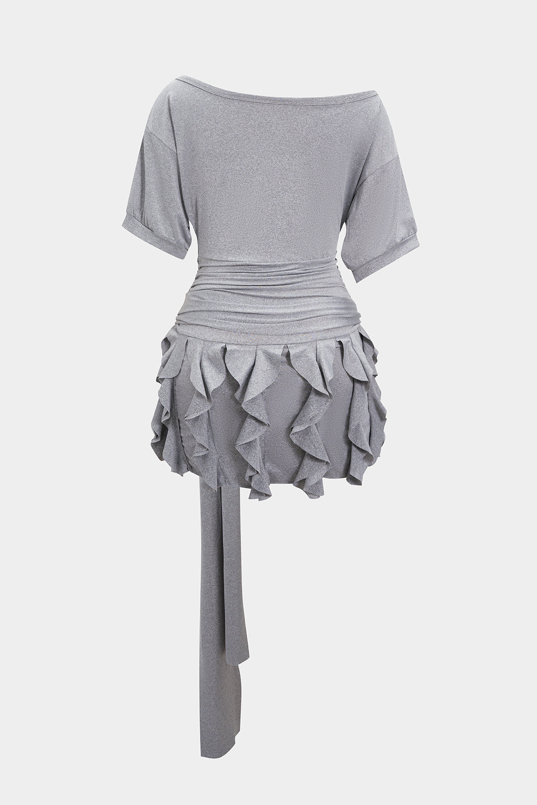 Ruffle Tie-Front Short Sleeve Mini Dress