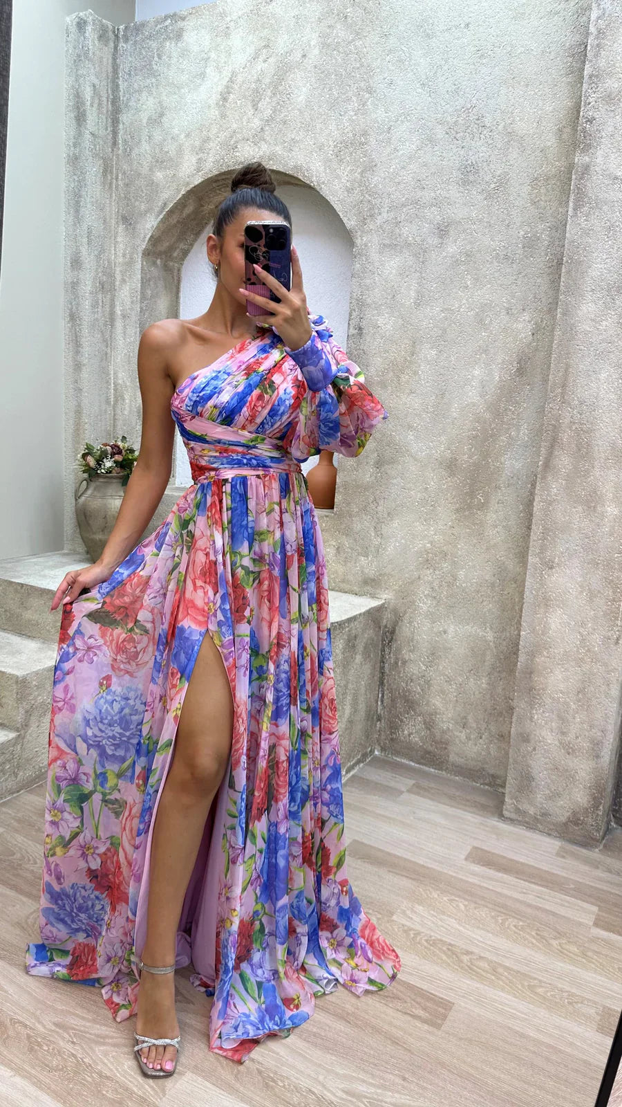 Amie - Floral One Shoulder Dress
