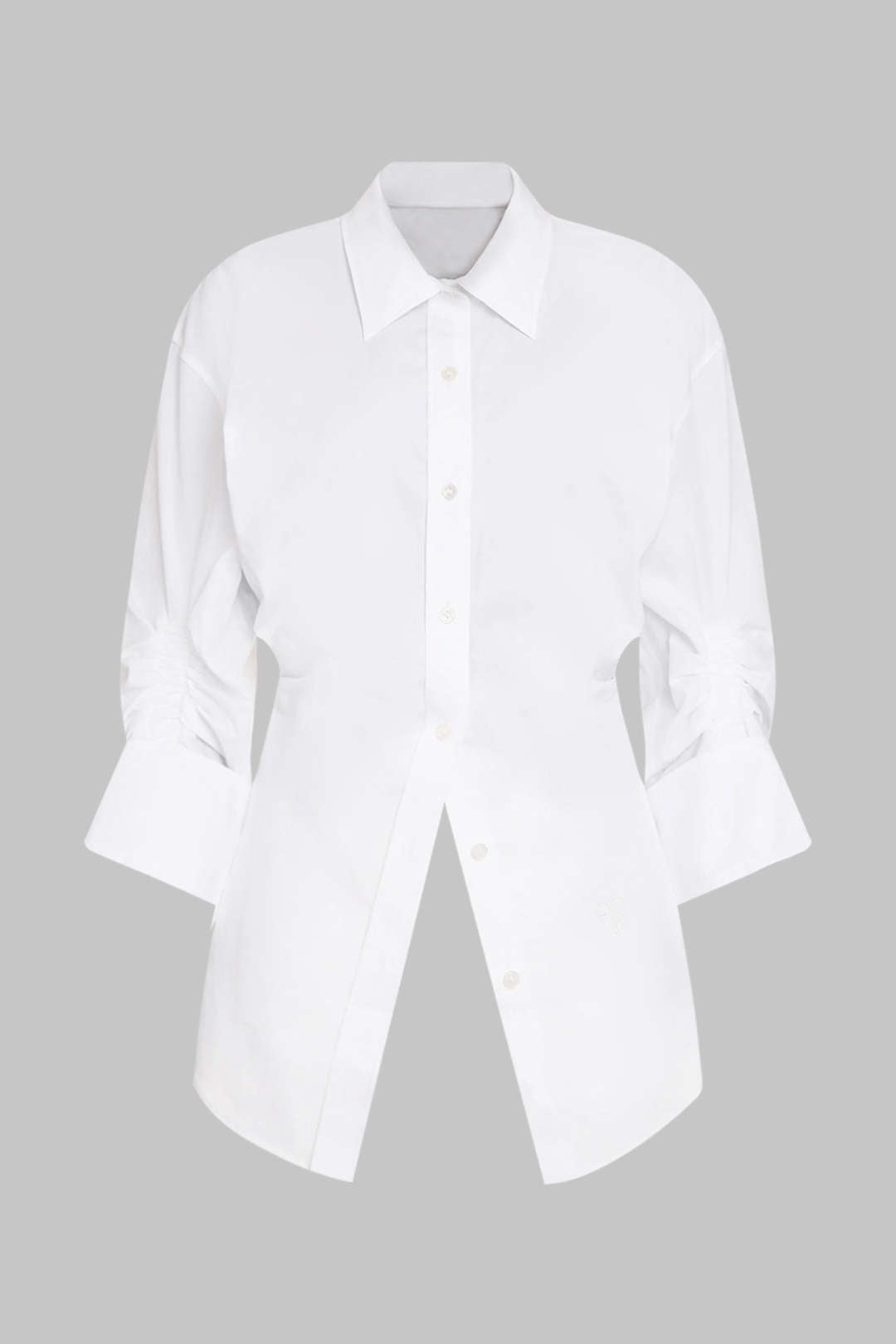 Ruched Button Long-Sleeve Shirt