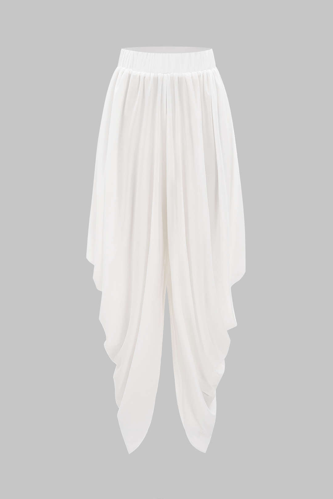 Chiffon Solid Ruched Trousers