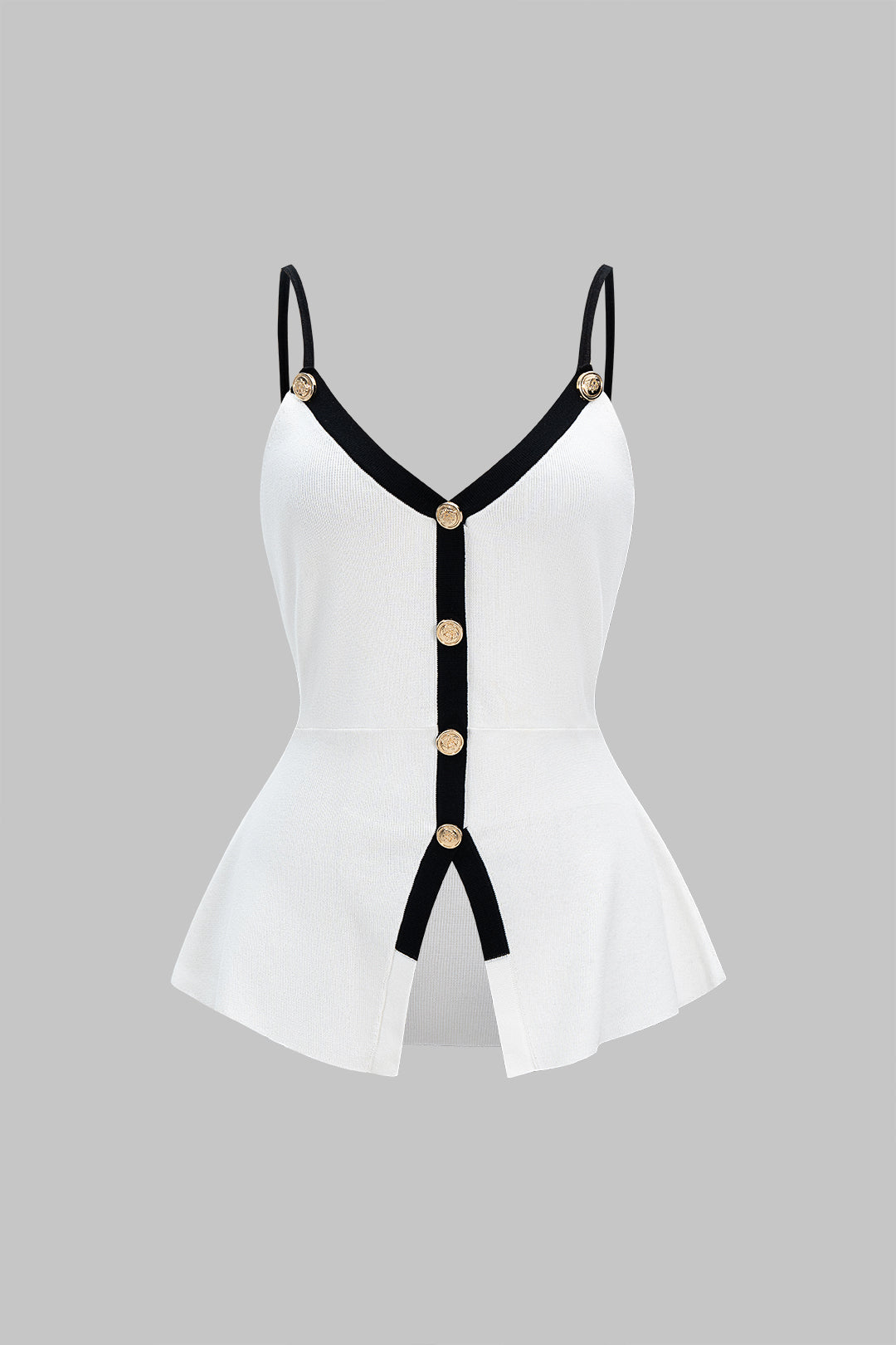 Knit Cintrast Metallic Button Cami Top