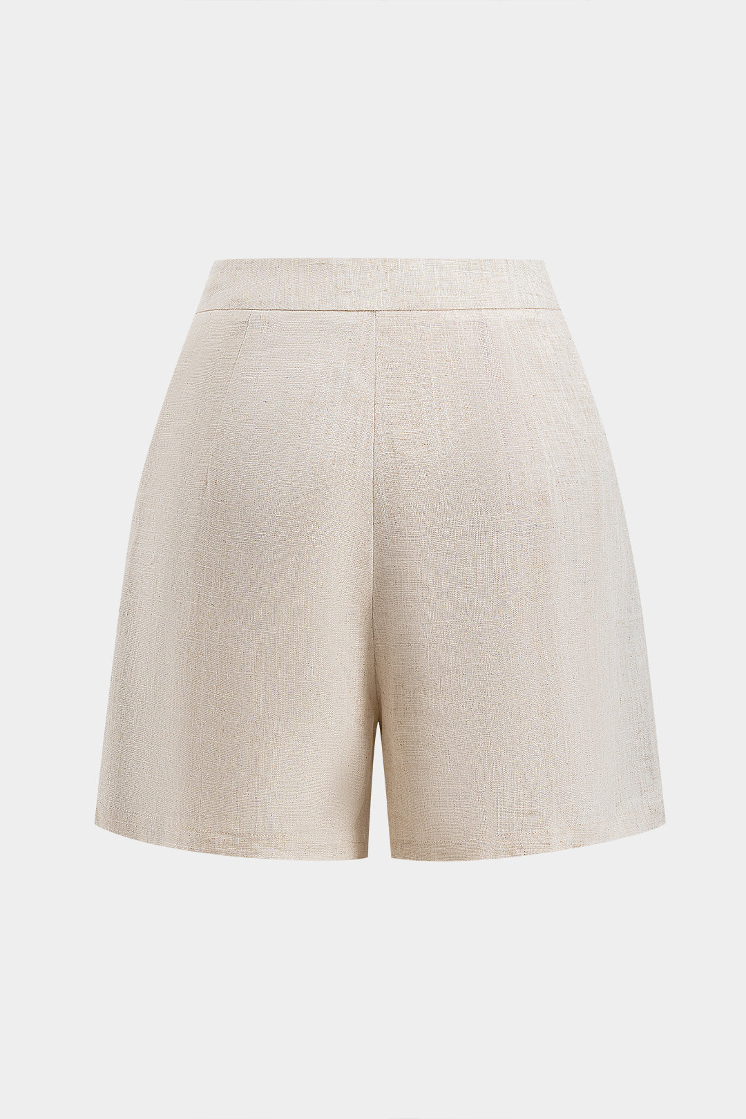 Contrast Linen Asymmetrical Button Patchwork Shorts