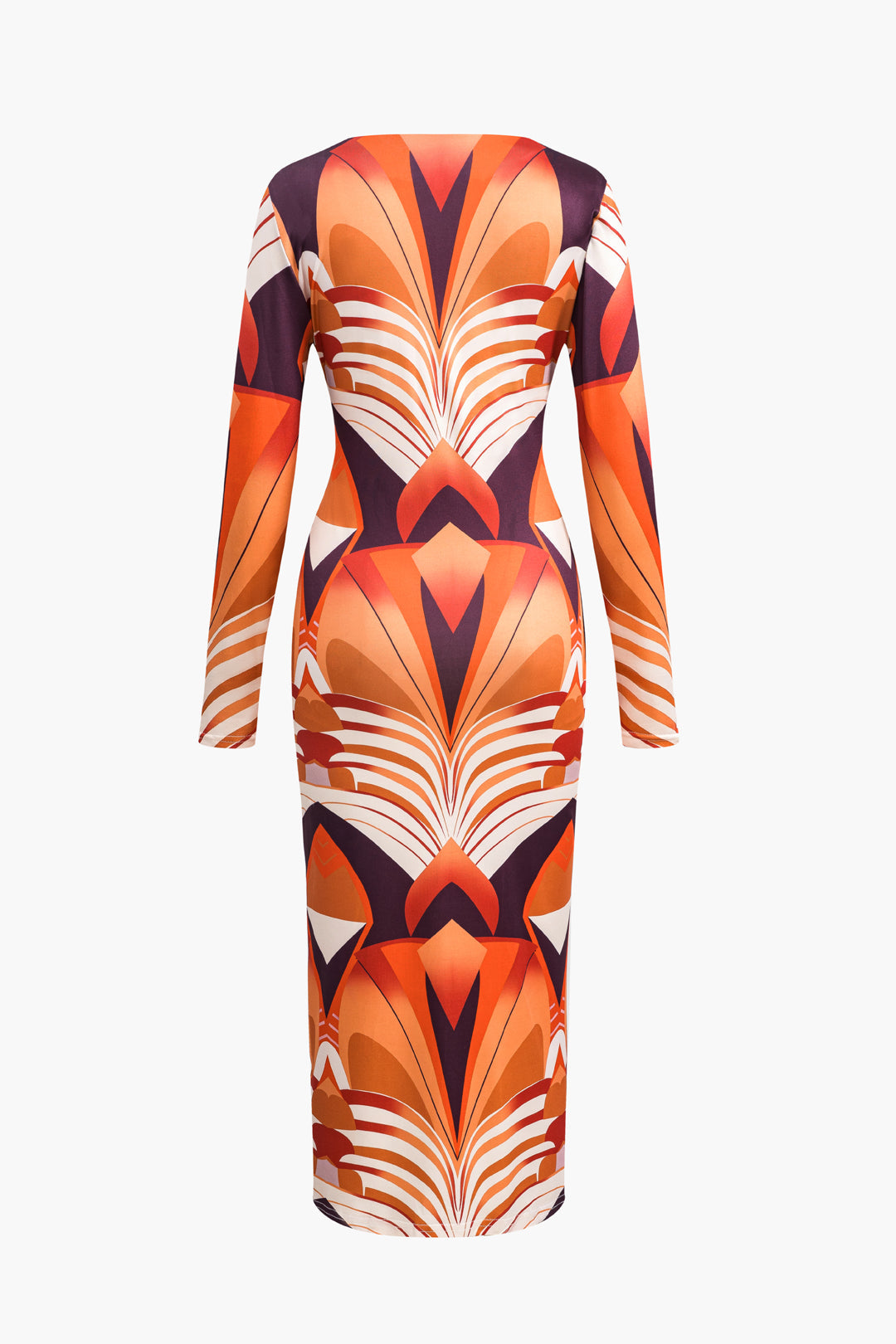 Bohemian Print V-Neck Long Sleeve Maxi Dress