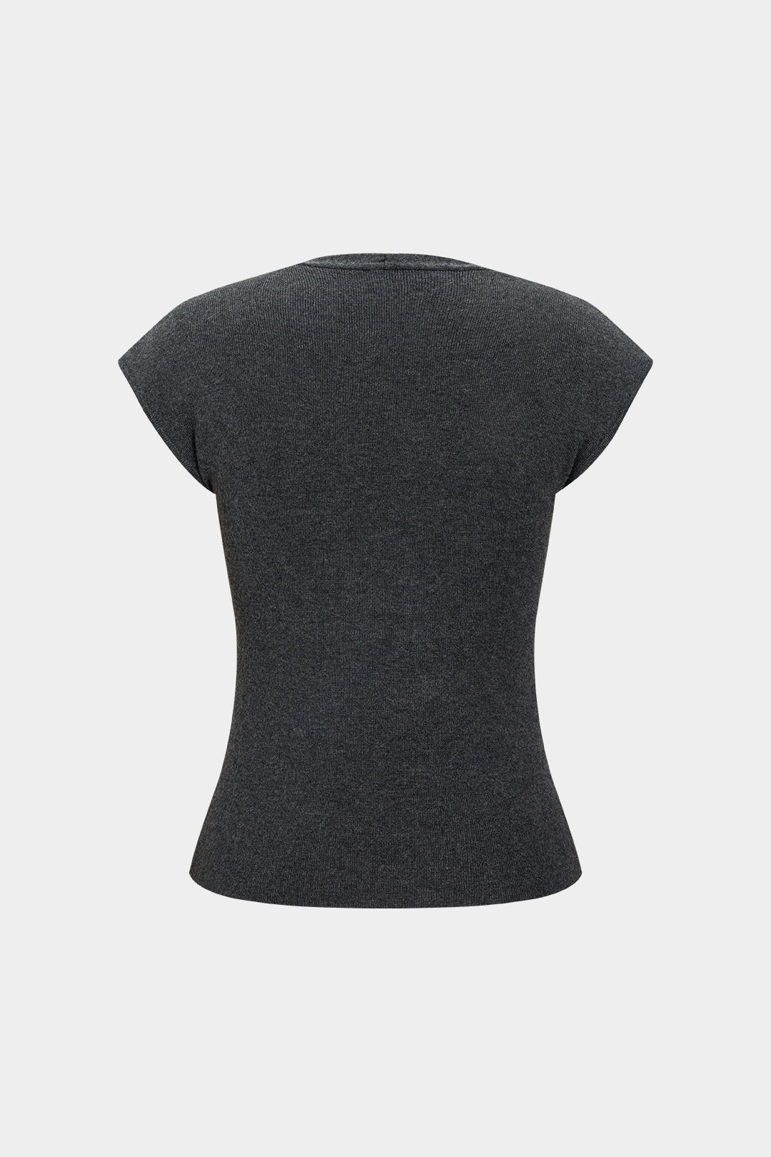 Solid Color V-neck Short-Sleeve Shirt