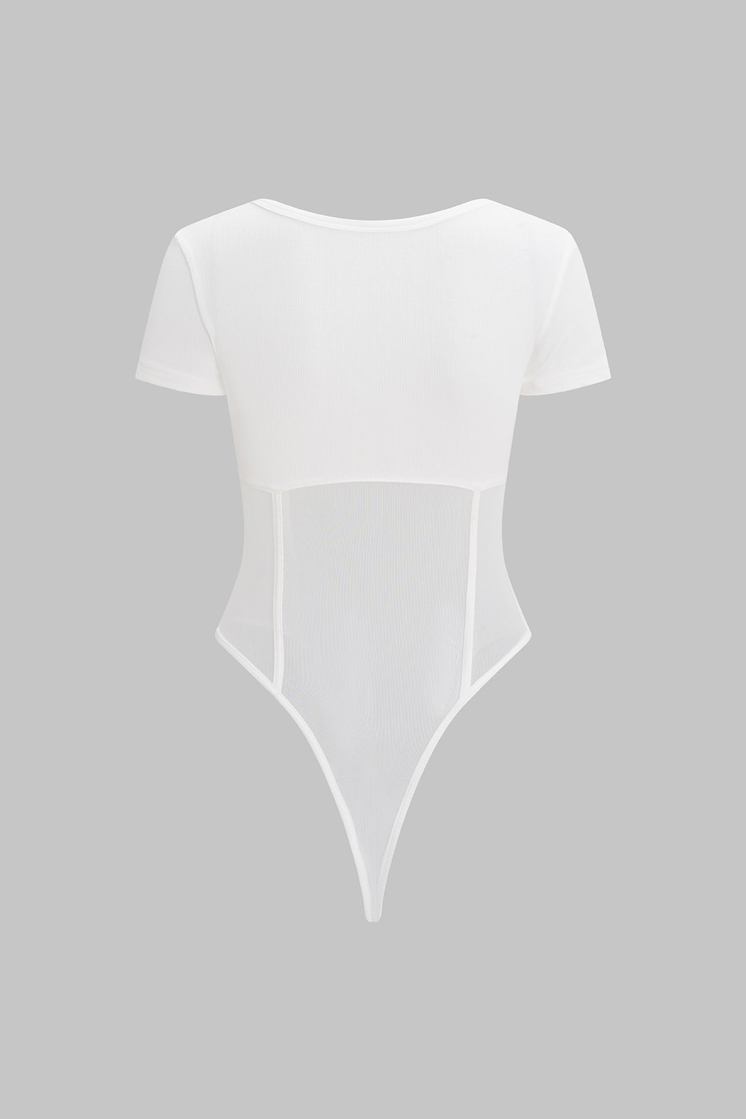 Sheer V-Neck Mesh Short Sleeve Bodysuit