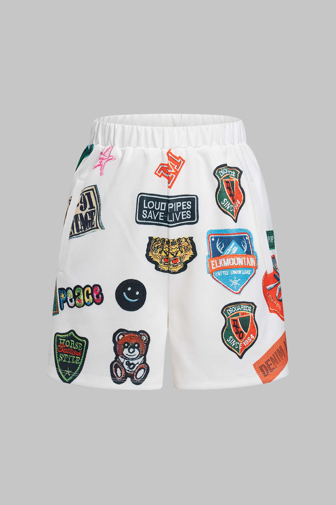 Retro Print Tube Top And High Waist Shorts Set