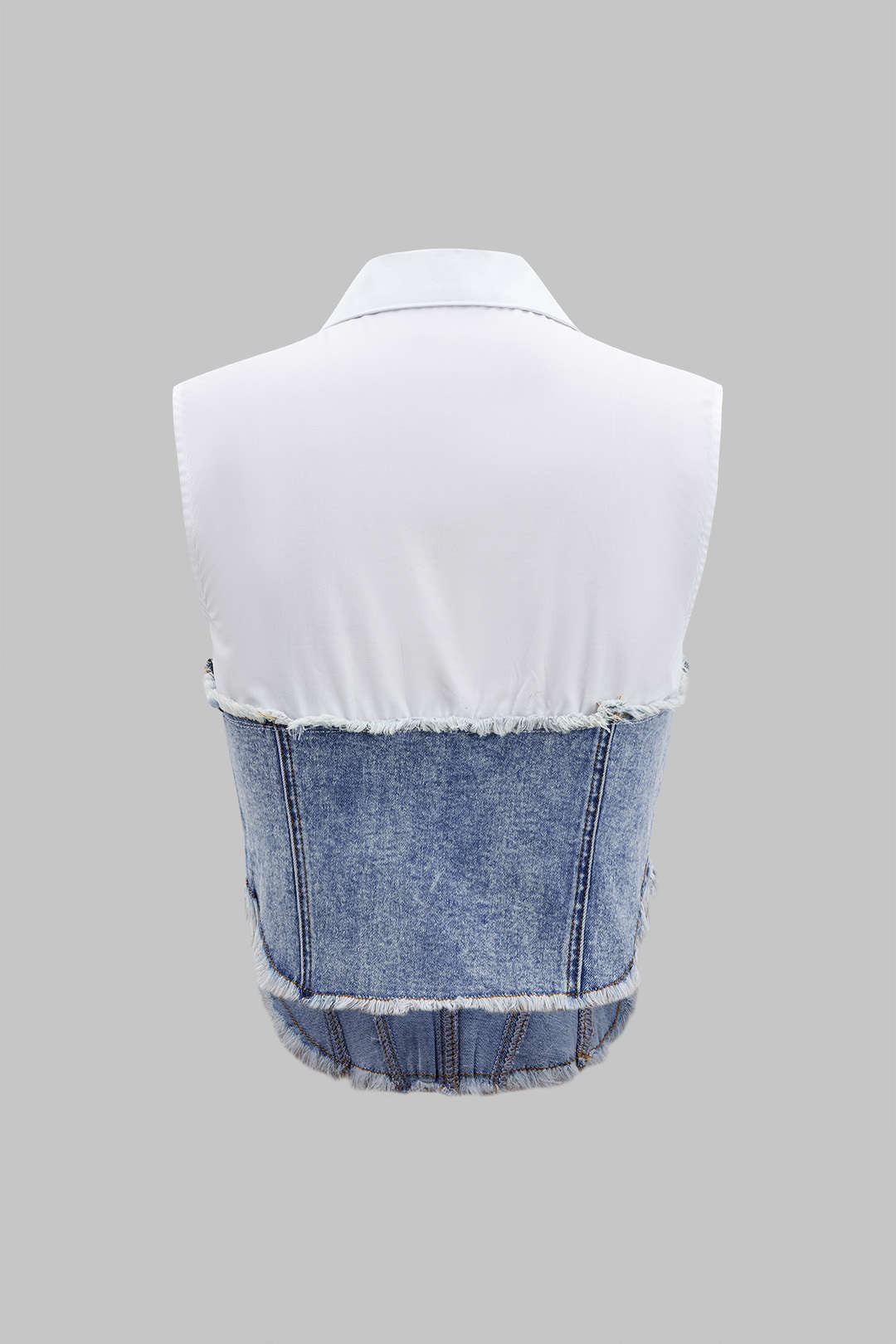Denim Patchwork Button Corset Tank Top