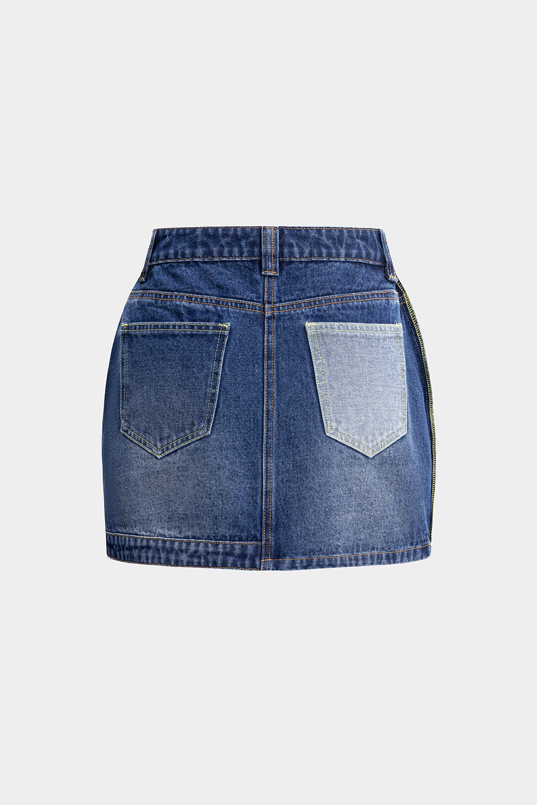 Contrast Denim Patchwork Skirt
