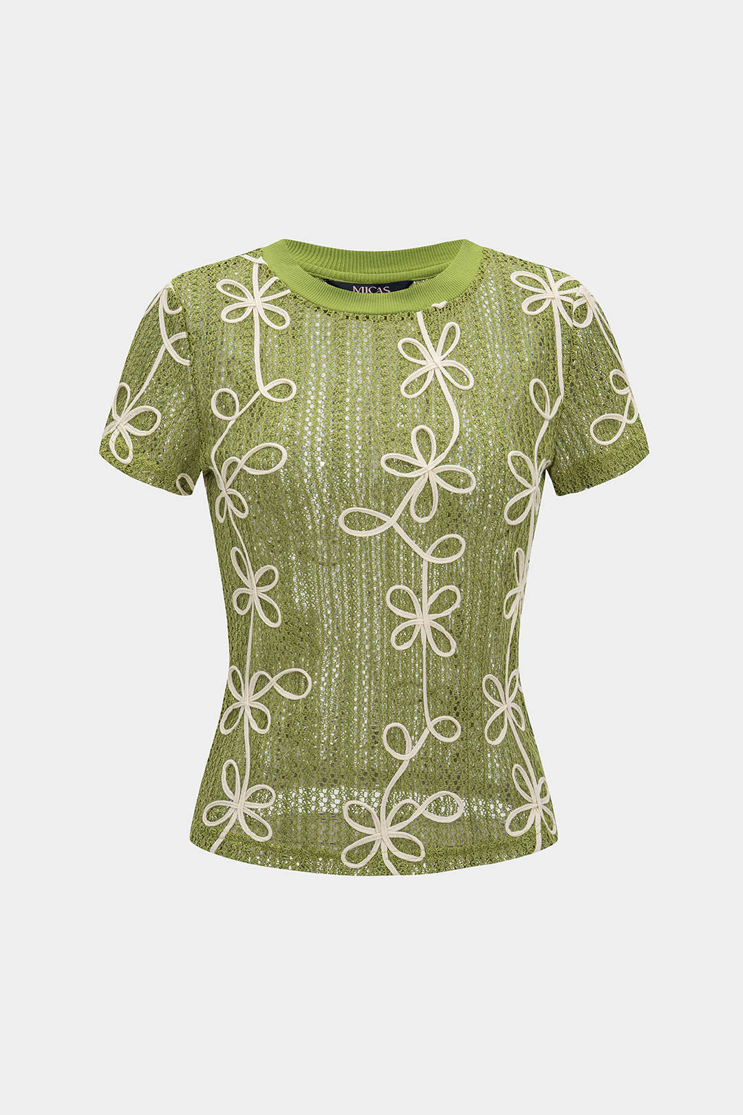 Hollow Out Applique Short Sleeve T-Shirt
