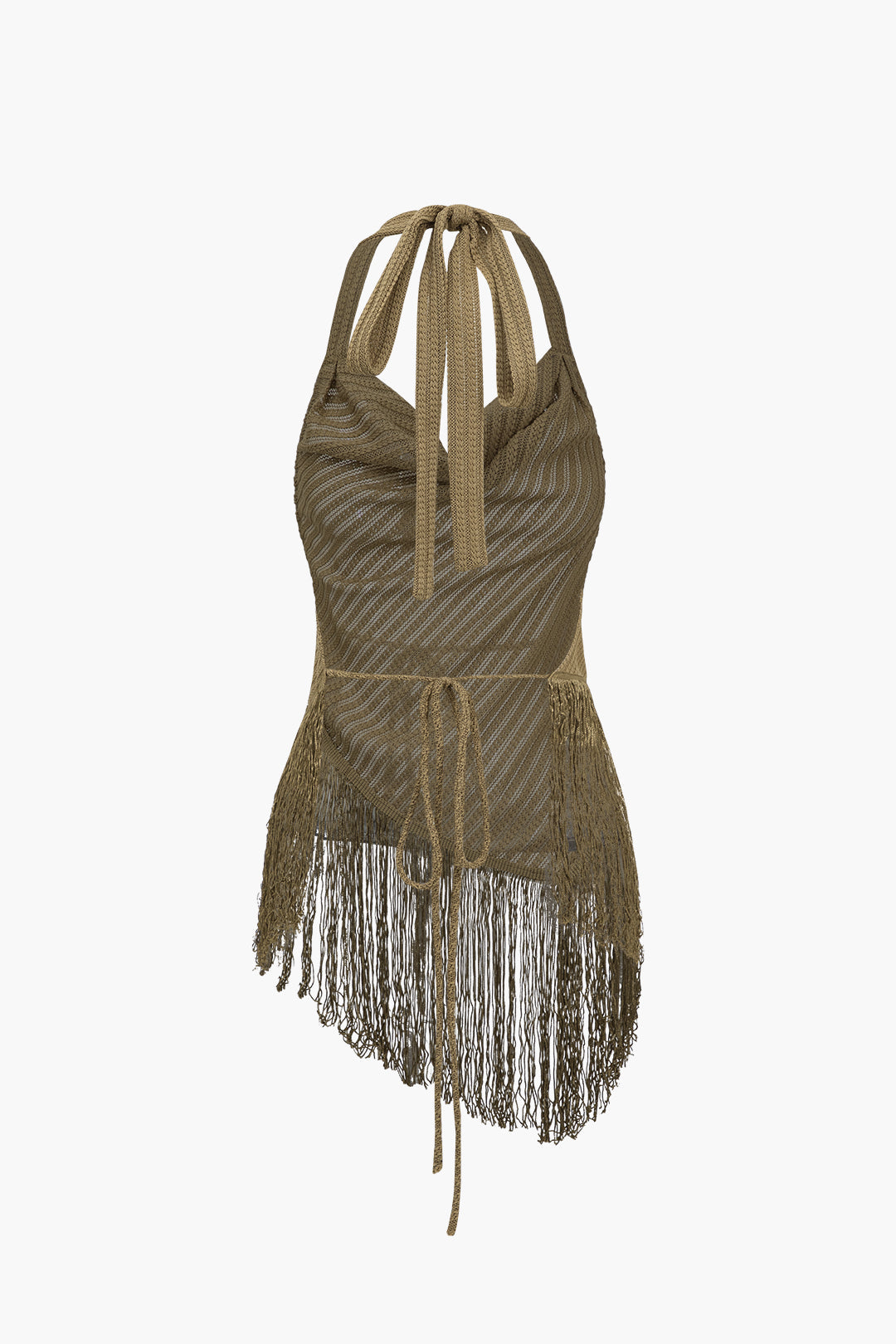 Solid Fringe Backless Asymmetrical Trouser Set