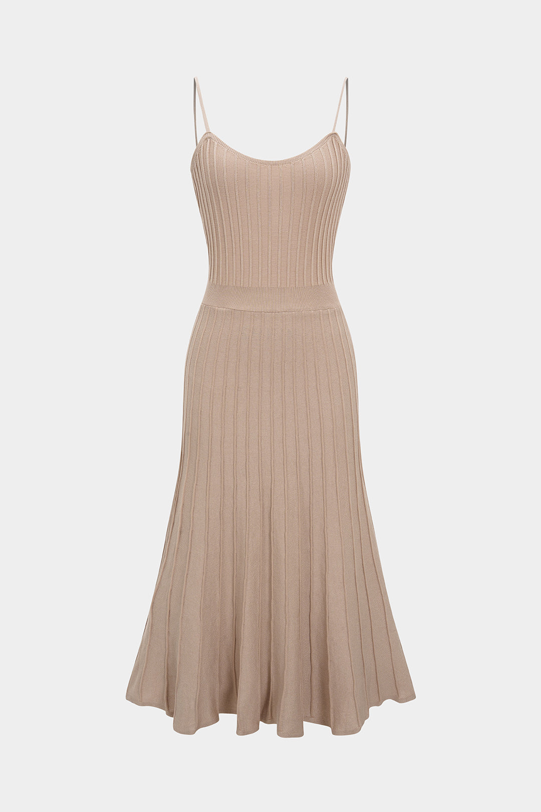 Knitted Pleated Strap Slip Sleeveless Maxi Dress