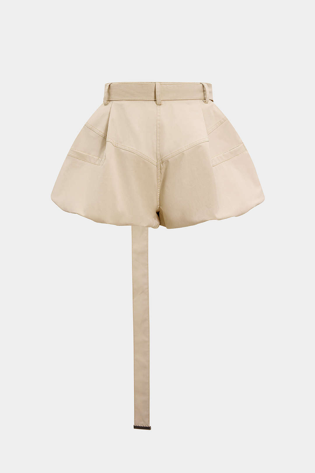 Solid Belted Shorts