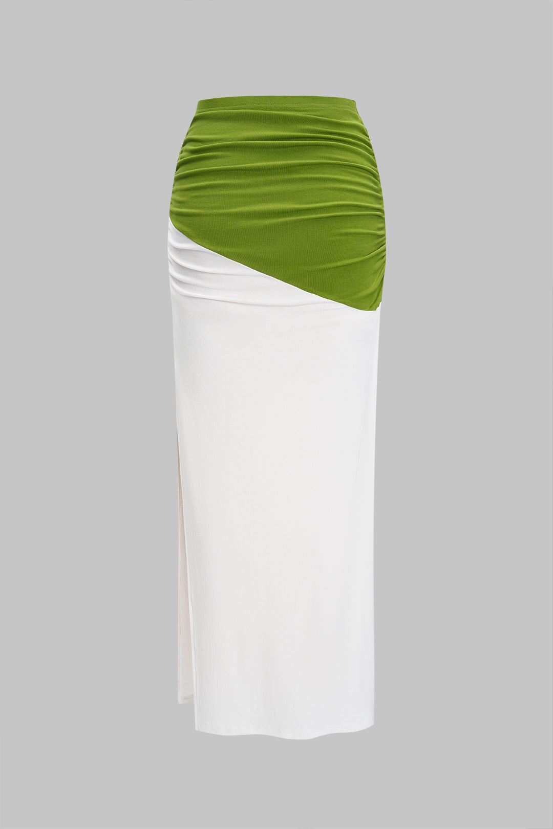 Ruched Asymmetrical Patchwork Slit Skirt