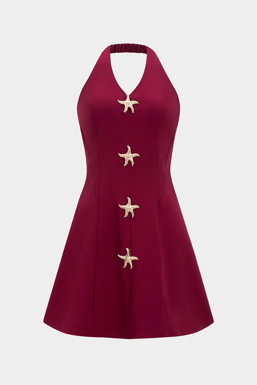 Halter Neck Metallic Starfish Decor Mini Dress