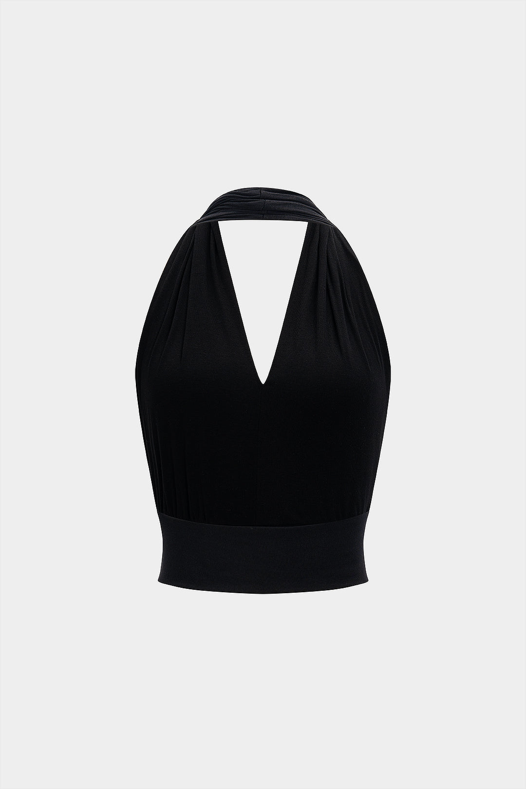 Knit V-Neck Halter Backless Tank Top