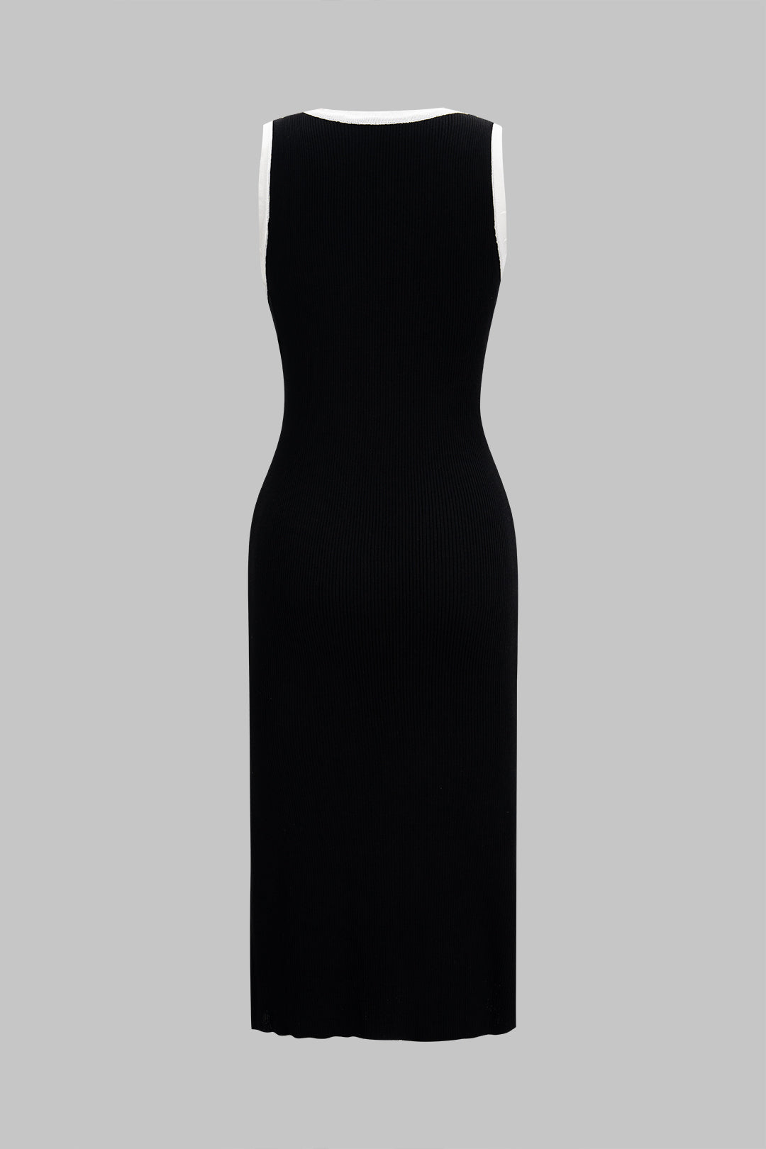Knit Contrast Button Tank Sleeveless Dress