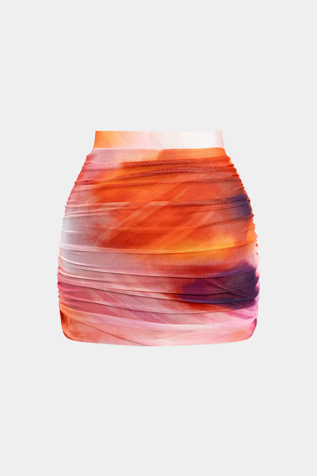 Watercolor Print Ruched Skirt