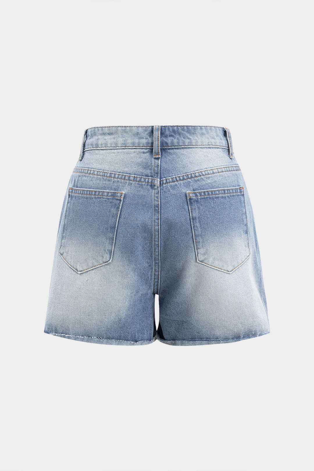 Denim Asymmetrical Button Pocket Ripped Shorts