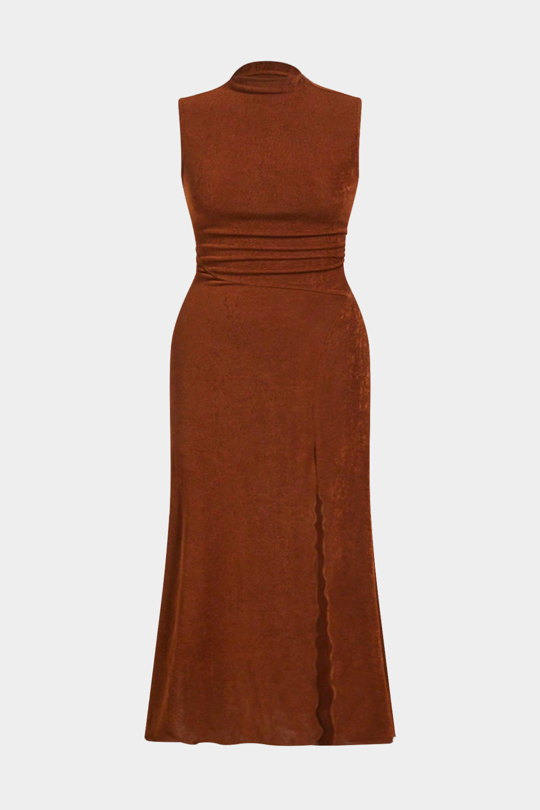 Plus Size Ruched Slit Sleeveless Maxi Dress