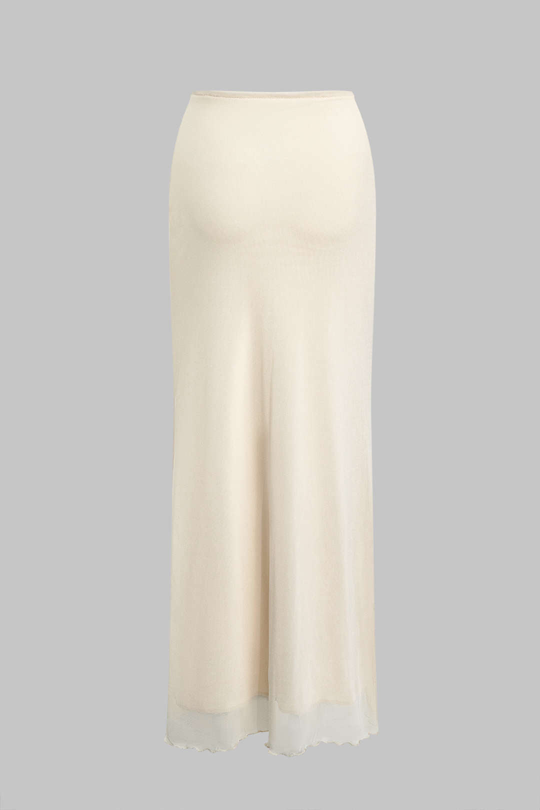 Ruched Sleeveless Double-Layered Mesh Split Strapless Top And Maxi Skirt Set