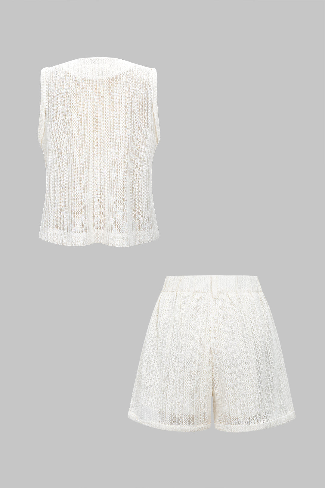 Button Cut Out Vest And Wide Leg Shorts Set
