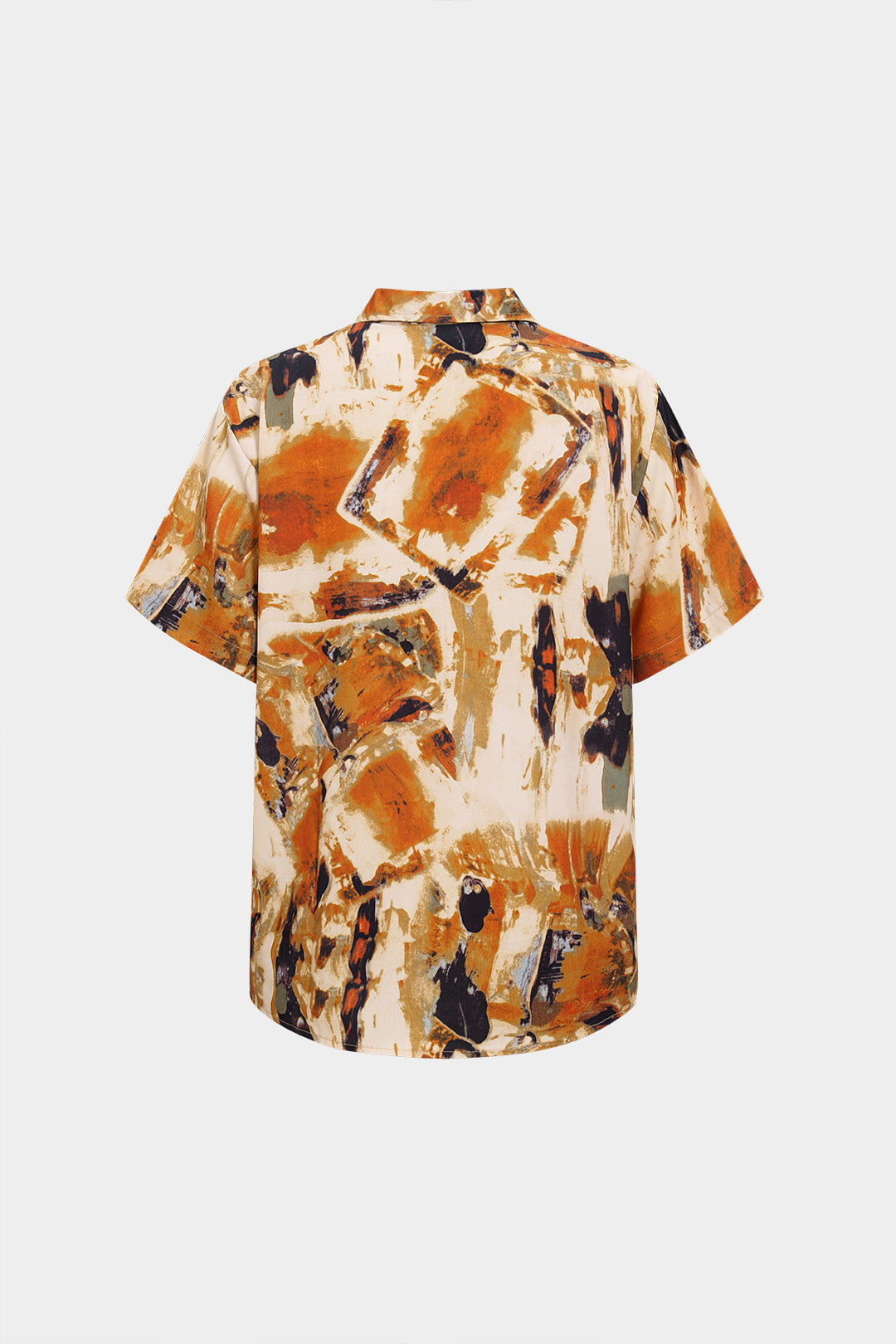 Retro Print Button Short-Sleeve Shirt