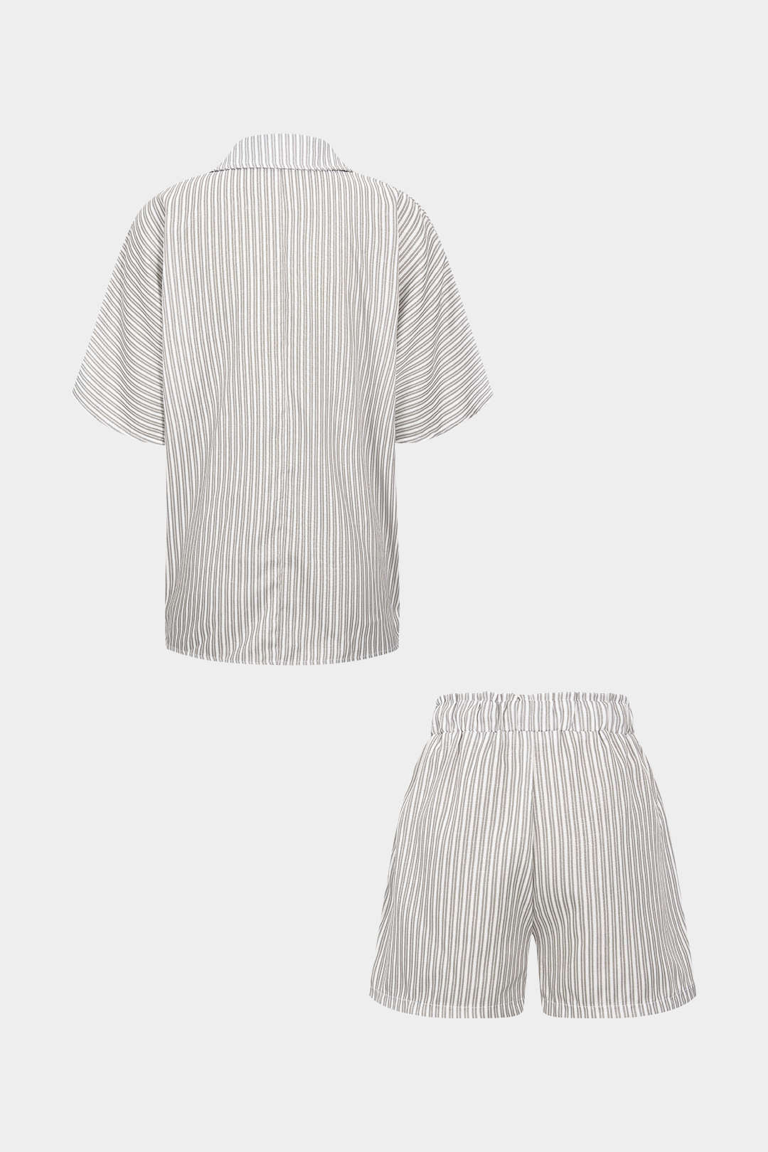 Contrast Stripe Print Shirt And Shorts Set
