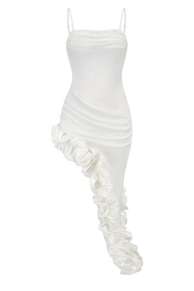 Florence Off Shoulder Asymmetric Ruffle Dress