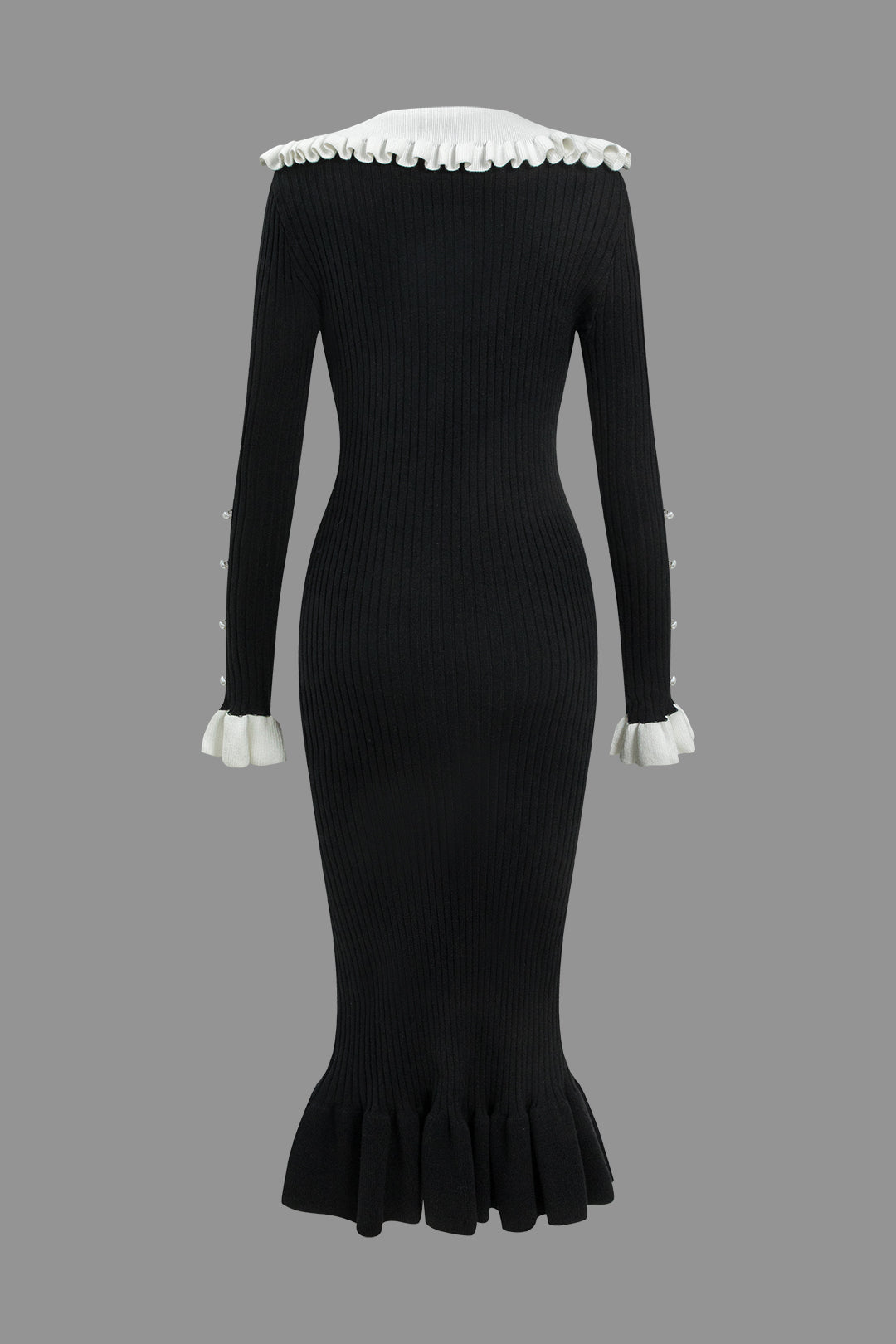 Solid Sweater Color Block Ruffle Dress