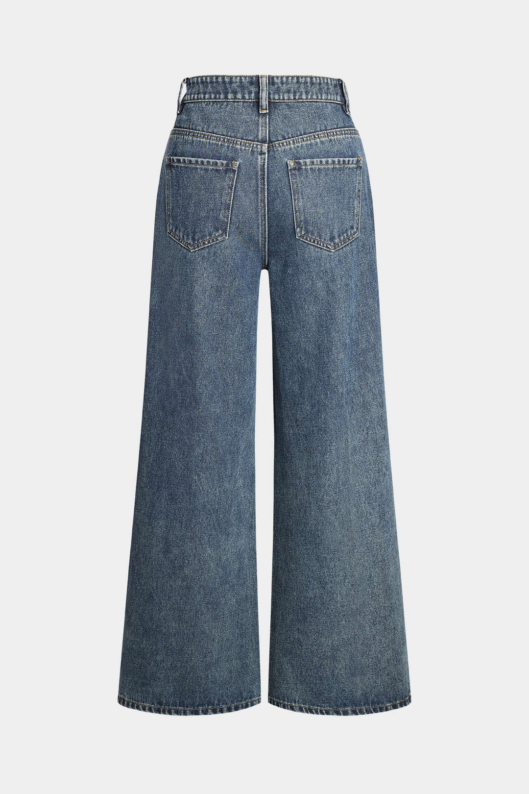 Denim Patchwork Pocket Button Jeans