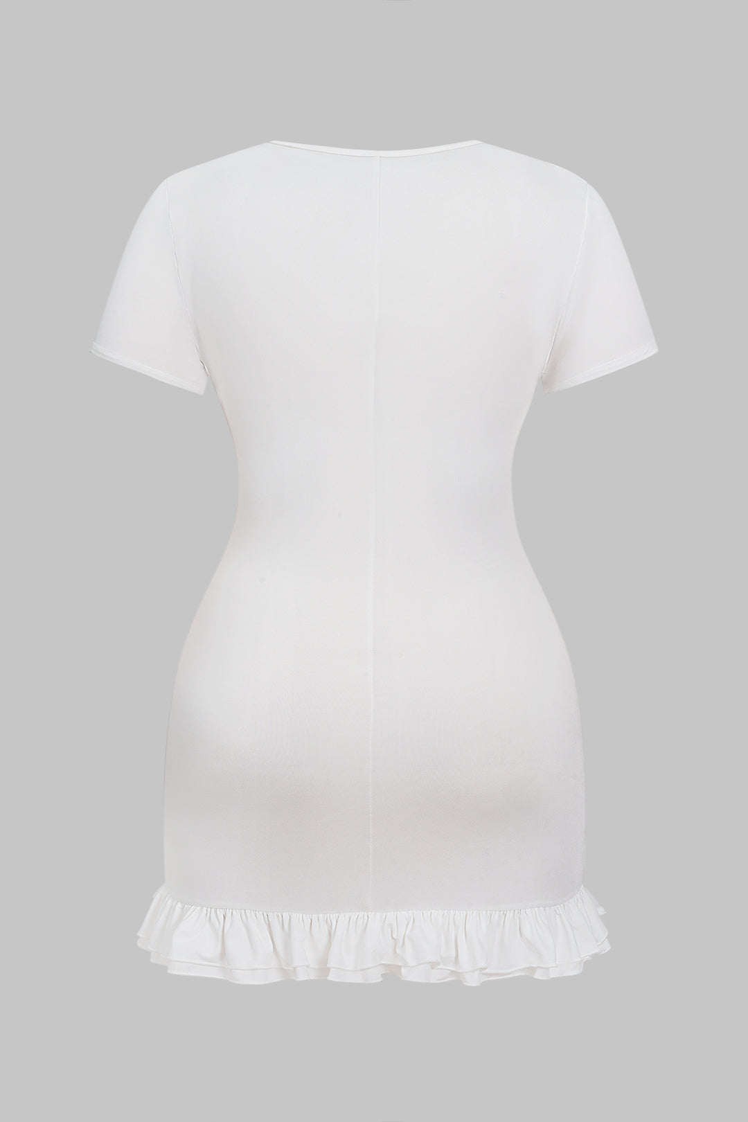 Plus Size Ruffle Button Short Sleeve Mini Dress