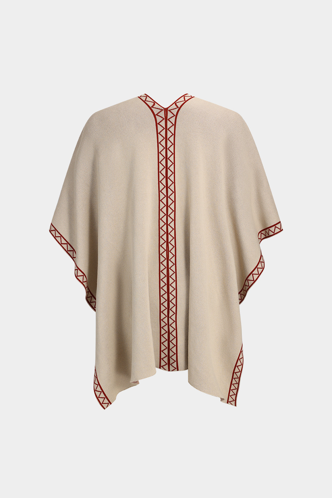 Knit Cape And Mock Neck Long Sleeve Top And Wide Leg Trousers Set