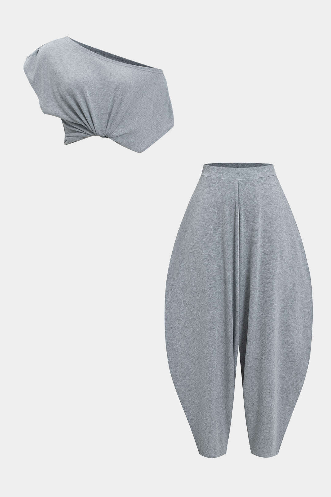 Asymmetrical Top And Barrel Pants Set