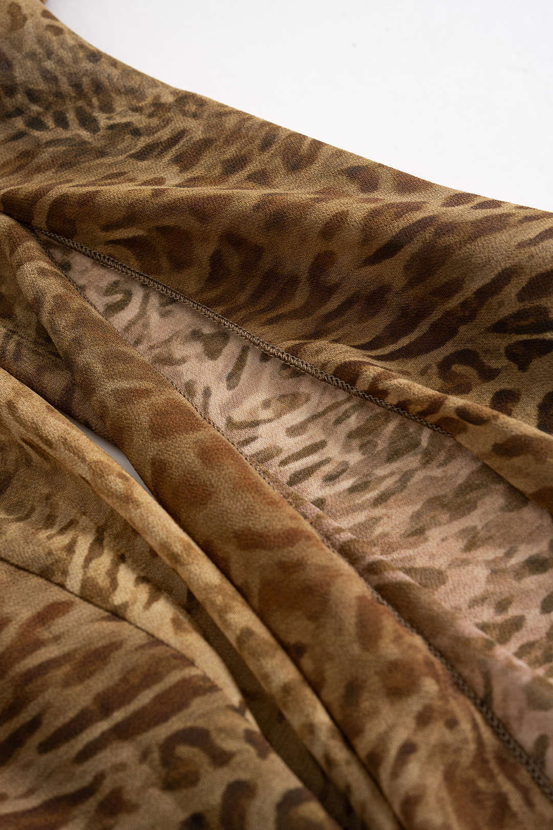 Leopard Print Chiffon One Shoulder Long-Sleeve Maxi Dress