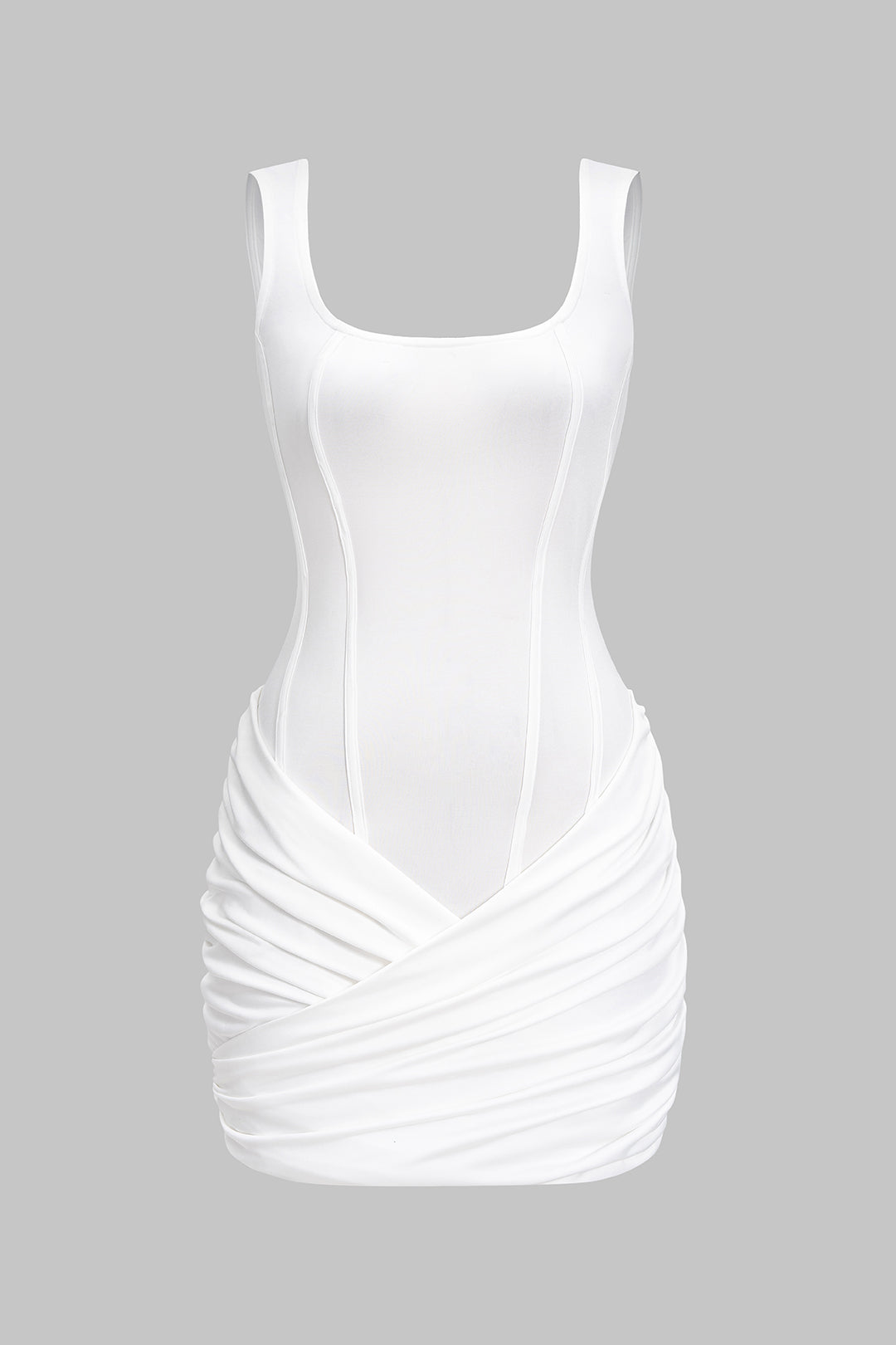 Ruched Asymmetrical Sleeveless Mini Dress